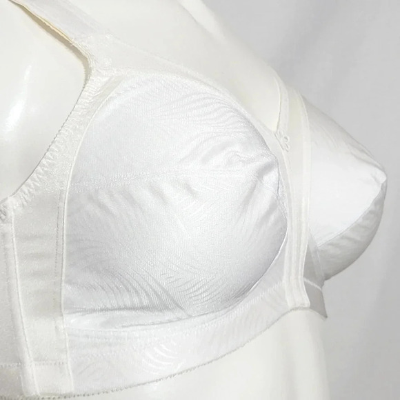 42C Exquisite Form 2558 Jacquard Satin Divided Cup Wire Free Bra White NWOT - Picture 3 of 5